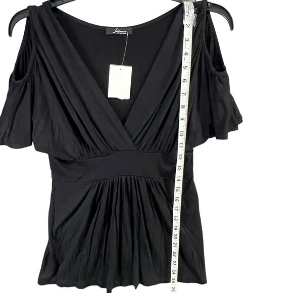 Soprano Y2K Babydoll Top Womens M Black Cold Shoulder Empire Flowy Whimsygoth - Picture 8 of 13